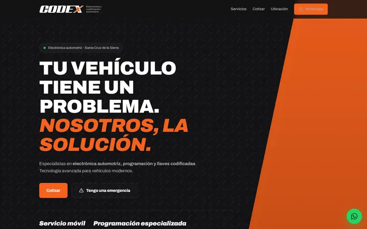 Portada de la web de Codex AutoKeys, taller de electrónica y codificación automotriz