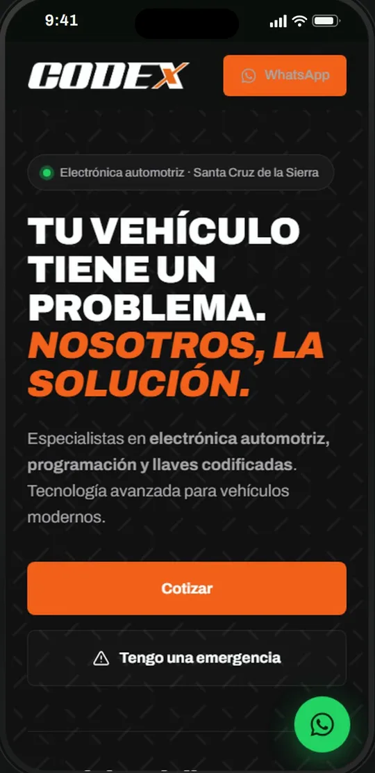 La web de Codex AutoKeys en un celular