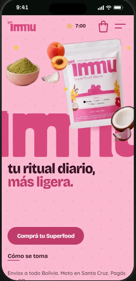 La web de IMMU en un celular
